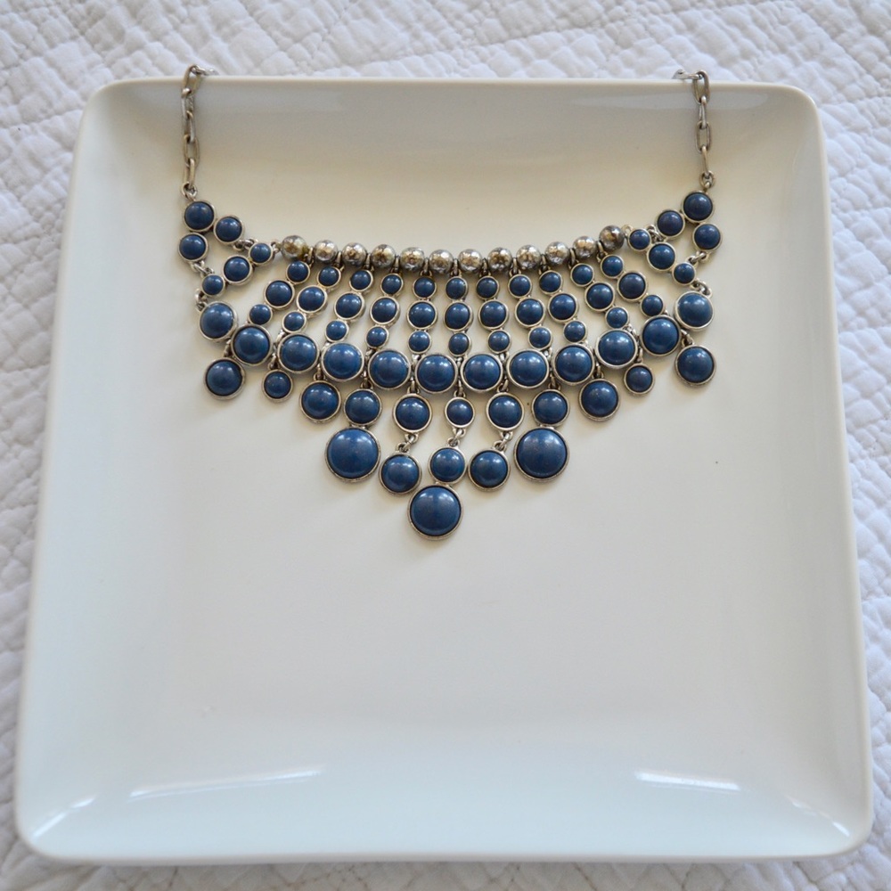 Lucky Brand Cobalt Blue+Silver Statement Necklace